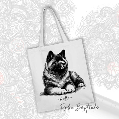 Shopper DOODLE Elegance - AKITA AMERICANO - Diversi colori disponibili, 100% Cotone