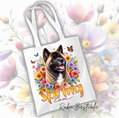 American Akita Tote Bag - Spring Love Collection