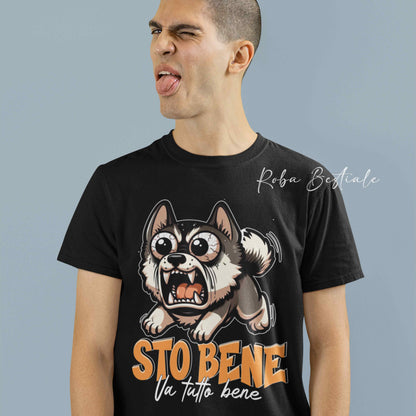 T-Shirt BONKERS - STO BENE - AKITA AMERICANO - Uomo o Donna - dalla XS alla 5XL