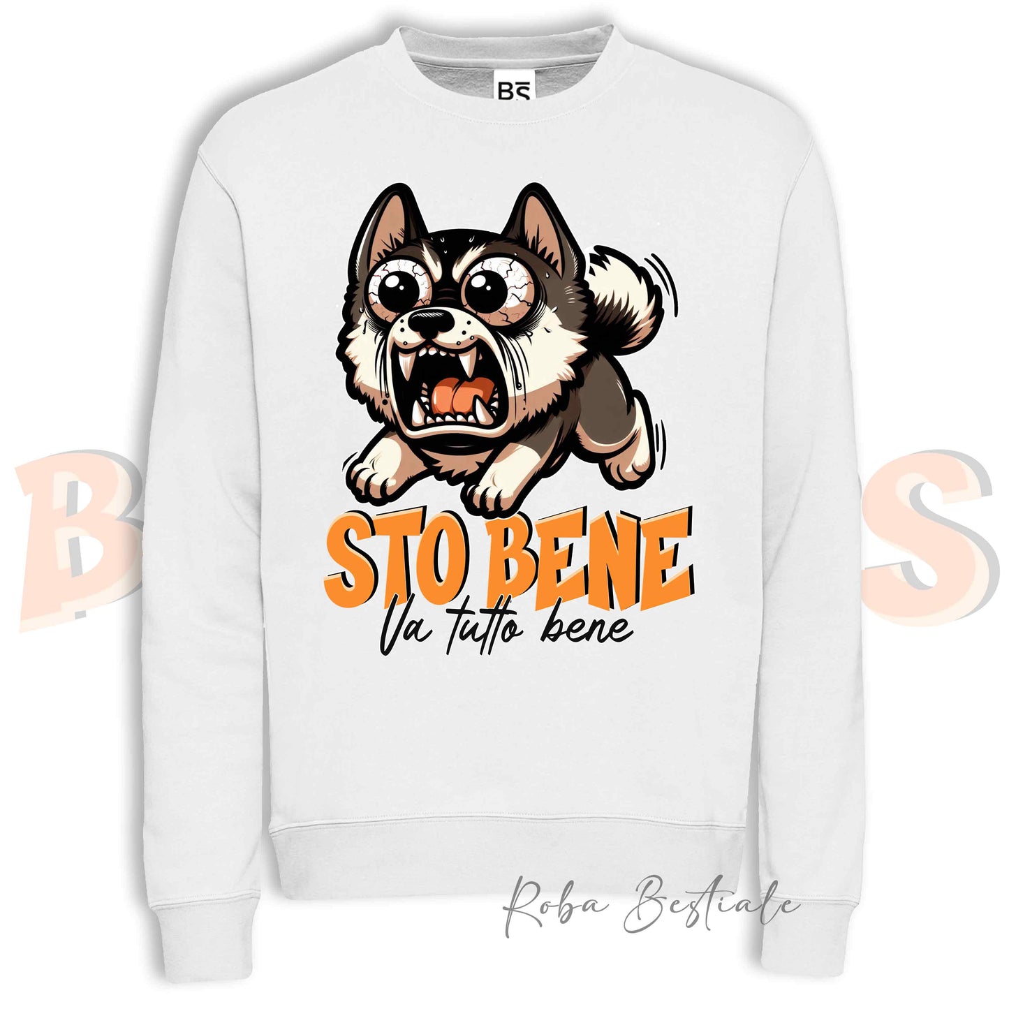Felpa Invernale BONKERS - STO BENE - AKITA AMERICANO - Girocollo, Unisex, in tanti colori! - dalla XS alla 3XL