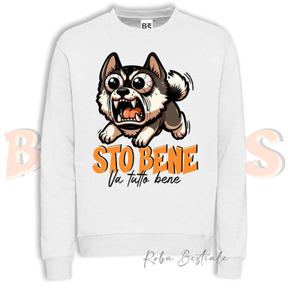 Felpa Invernale BONKERS - STO BENE - AKITA AMERICANO - Girocollo, Unisex, in tanti colori! - dalla XS alla 3XL