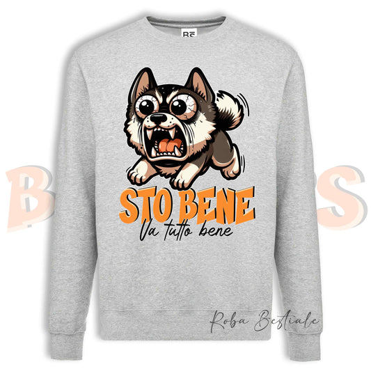 Felpa Invernale BONKERS - STO BENE - AKITA AMERICANO - Girocollo, Unisex, in tanti colori! - dalla XS alla 3XL