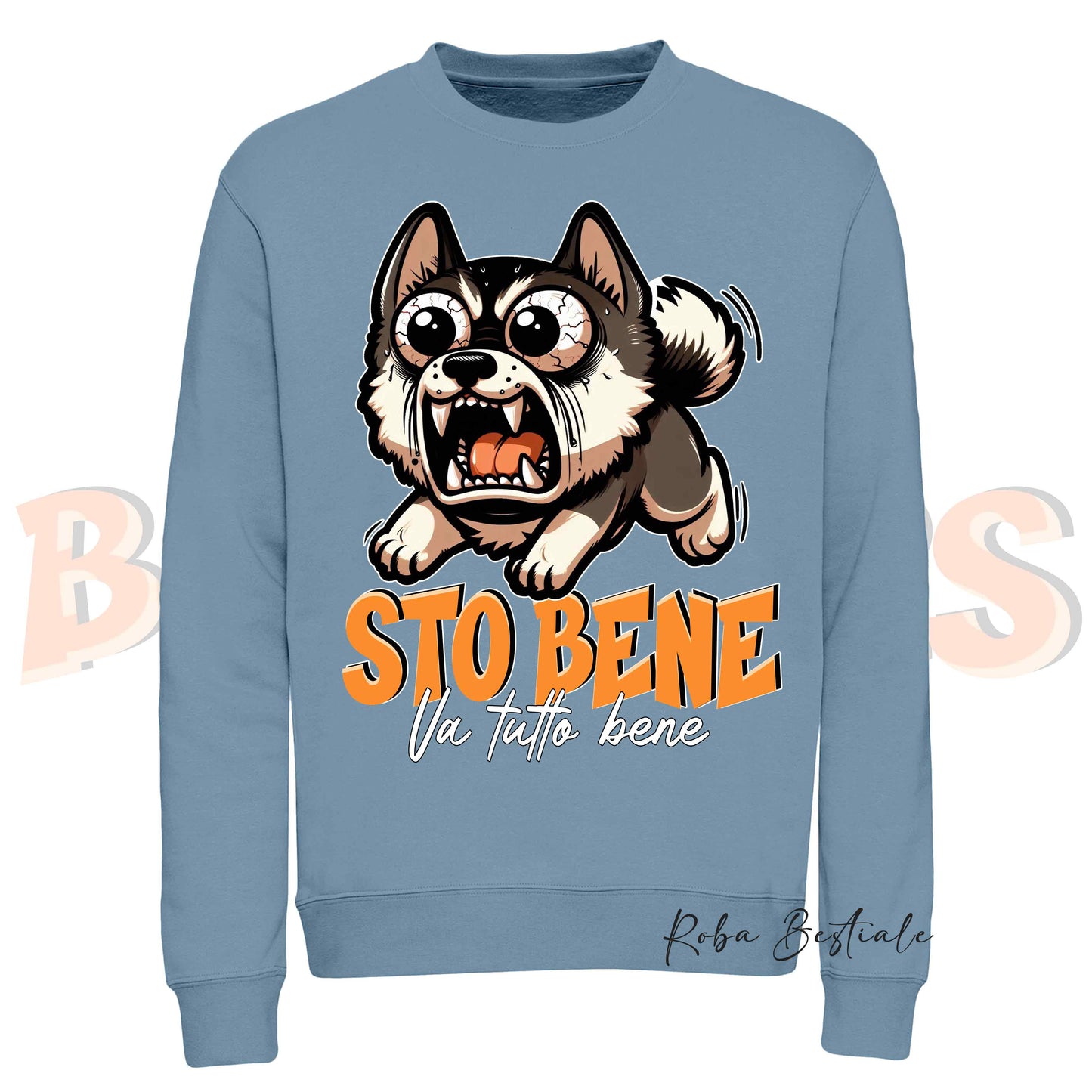 Felpa Invernale BONKERS - STO BENE - AKITA AMERICANO - Girocollo, Unisex, in tanti colori! - dalla XS alla 3XL