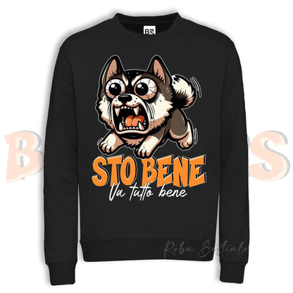 Felpa Invernale BONKERS - STO BENE - AKITA AMERICANO - Girocollo, Unisex, in tanti colori! - dalla XS alla 3XL