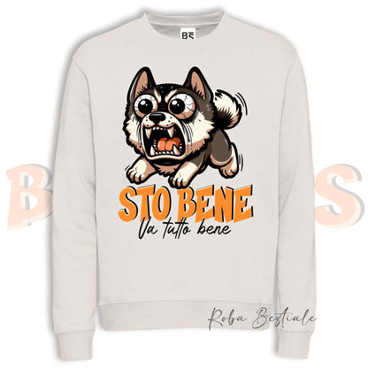 Felpa Invernale BONKERS - STO BENE - AKITA AMERICANO - Girocollo, Unisex, in tanti colori! - dalla XS alla 3XL