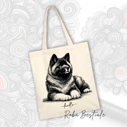 Shopper DOODLE Elegance - AKITA AMERICANO - Diversi colori disponibili, 100% Cotone