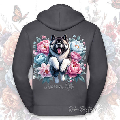 Felpa PEONY - AKITA AMERICANO - Con Cappuccio e Full Zip, Uomo o Donna, in tanti colori - dalla XS alla 5XL