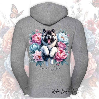 Felpa PEONY - AKITA AMERICANO - Con Cappuccio e Full Zip, Uomo o Donna, in tanti colori - dalla XS alla 5XL