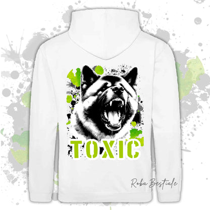 Felpa TOXIC - AKITA AMERICANO - Con Cappuccio e Tasconi, Unisex, in tanti colori - dalla XS alla 5XL