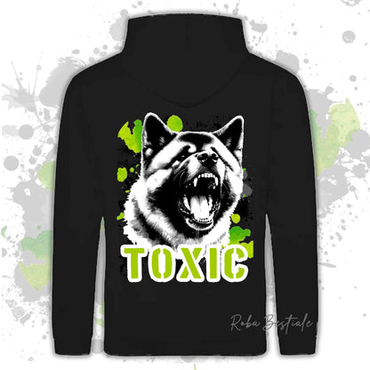 Felpa TOXIC - AKITA AMERICANO - Con Cappuccio e Tasconi, Unisex, in tanti colori - dalla XS alla 5XL