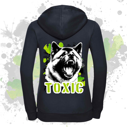 Felpa TOXIC - AKITA AMERICANO - Con Cappuccio e Full Zip, Uomo o Donna, in tanti colori - dalla XS alla 5XL