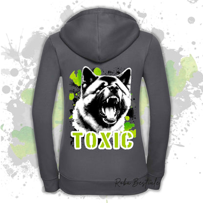 Felpa TOXIC - AKITA AMERICANO - Con Cappuccio e Full Zip, Uomo o Donna, in tanti colori - dalla XS alla 5XL