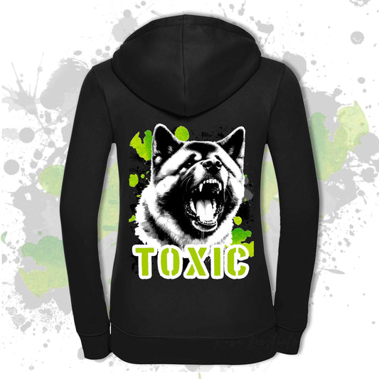 Felpa TOXIC - AKITA AMERICANO - Con Cappuccio e Full Zip, Uomo o Donna, in tanti colori - dalla XS alla 5XL