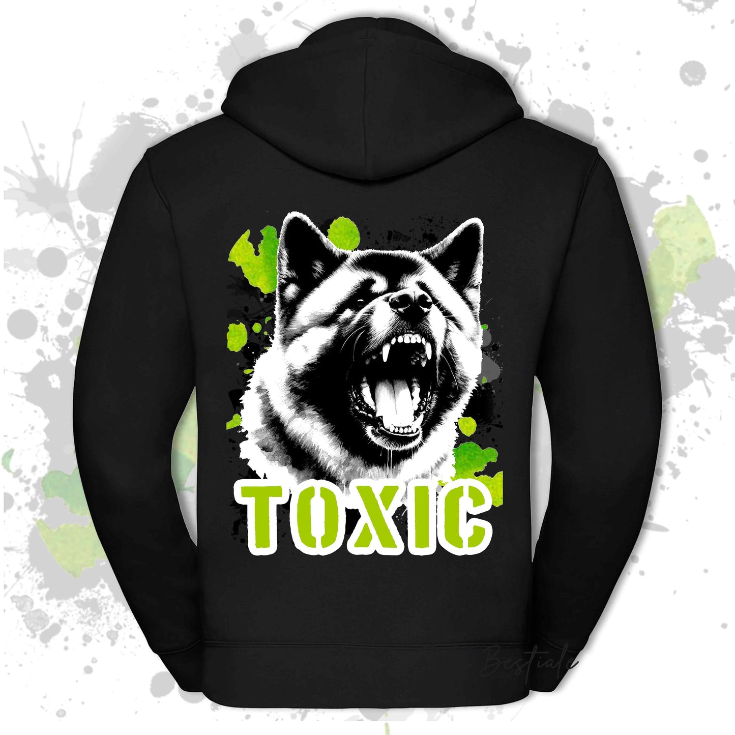 Felpa TOXIC - AKITA AMERICANO - Con Cappuccio e Full Zip, Uomo o Donna, in tanti colori - dalla XS alla 5XL
