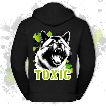 Felpa TOXIC - AKITA AMERICANO - Con Cappuccio e Full Zip, Uomo o Donna, in tanti colori - dalla XS alla 5XL