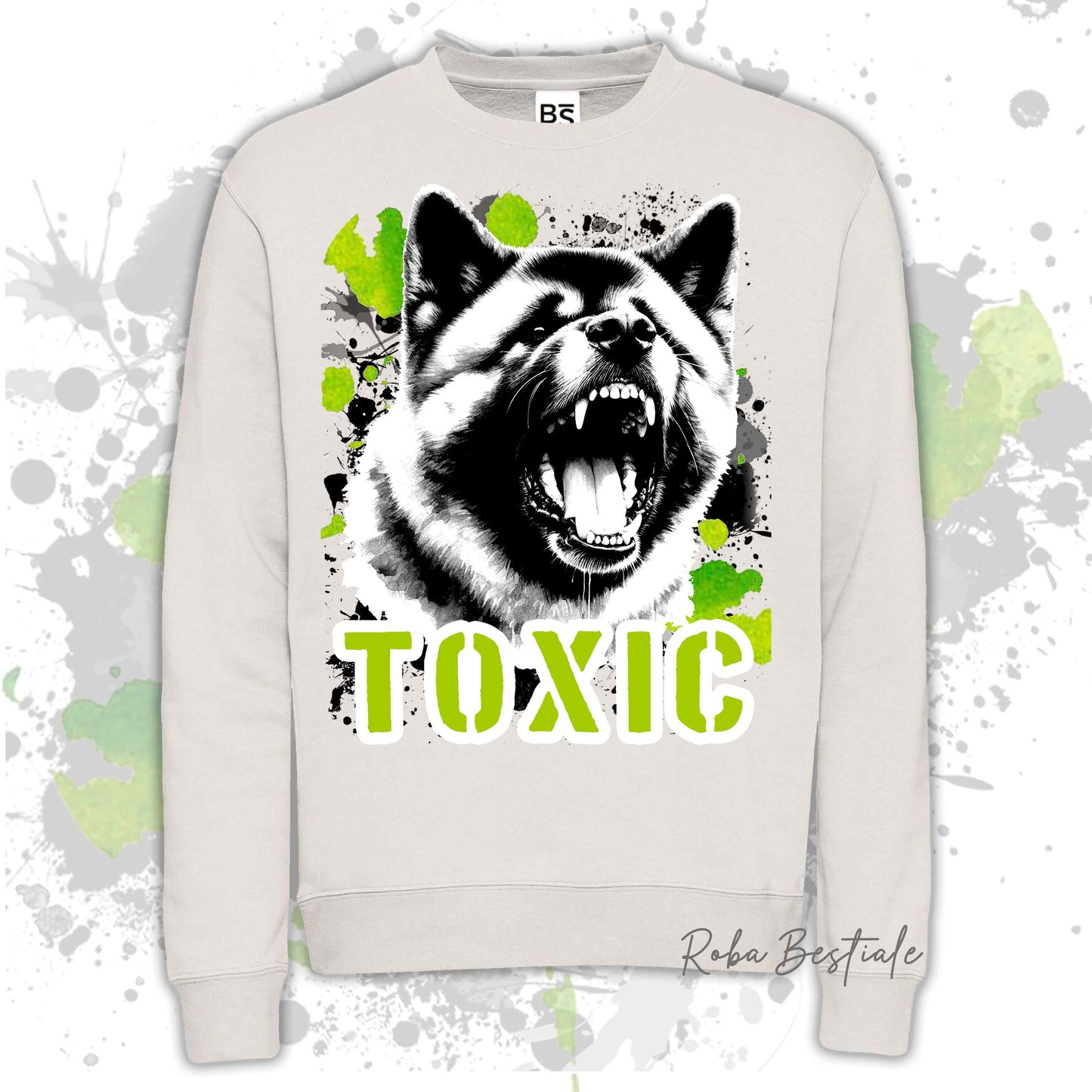 Felpa TOXIC - AKITA AMERICANO - Girocollo, Unisex, in tanti colori! - dalla XS alla 3XL