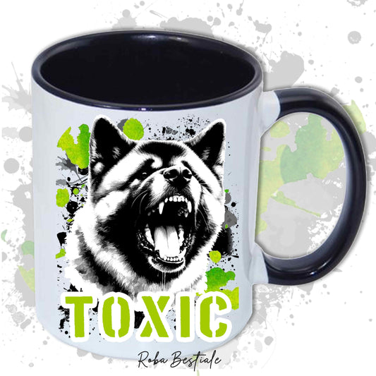 Tazza TOXIC - AKITA AMERICANO - In Ceramica, con manico e interno in diversi colori - 330 ml