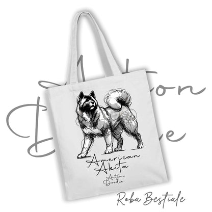 Shopper ACTION DOODLE - AKITA AMERICANO 1 - Diversi colori disponibili, 100% Cotone