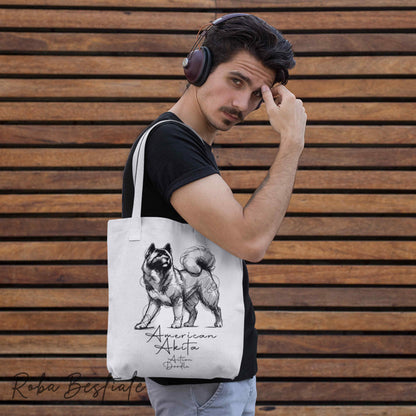 Shopper ACTION DOODLE - AKITA AMERICANO 1 - Diversi colori disponibili, 100% Cotone