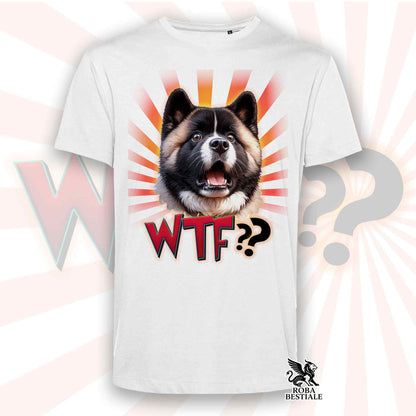 T-Shirt WTF?? - AKITA AMÉRICAIN Fauve Blanc - Blanche ou Beige, Homme ou Femme - du XS au 5XL