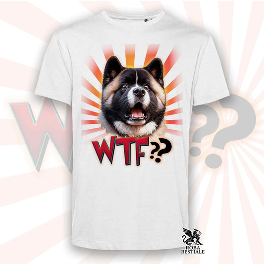 T-Shirt WTF?? - AKITA AMERICANO Bianco Fulvo - Bianca o Beige, da Uomo o da Donna - dalla XS alla 5XL