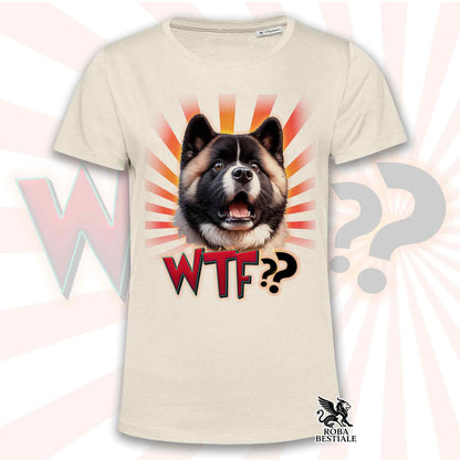 T-Shirt WTF?? - AKITA AMÉRICAIN Fauve Blanc - Blanche ou Beige, Homme ou Femme - du XS au 5XL