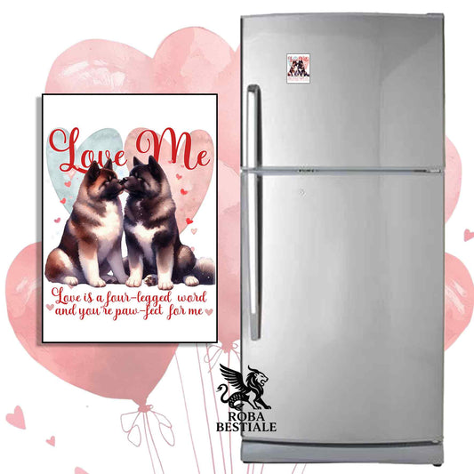 Calamita LOVE ME - AKITA AMERICANO Bianco e Marrone - in MDF - 7x5 cm