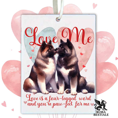 Deodorante Auto LOVE ME - AKITA AMERICANO Bianco e Marrone - In Feltro, con cordino - 7,5 x 10 cm