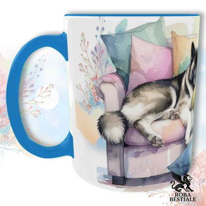 Tazza SOFT LIFE - AKITA AMERICANO Bianco e Marrone - In Ceramica, colore a scelta - 330 ml
