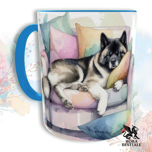 Tazza SOFT LIFE - AKITA AMERICANO Bianco e Marrone - In Ceramica, colore a scelta - 330 ml