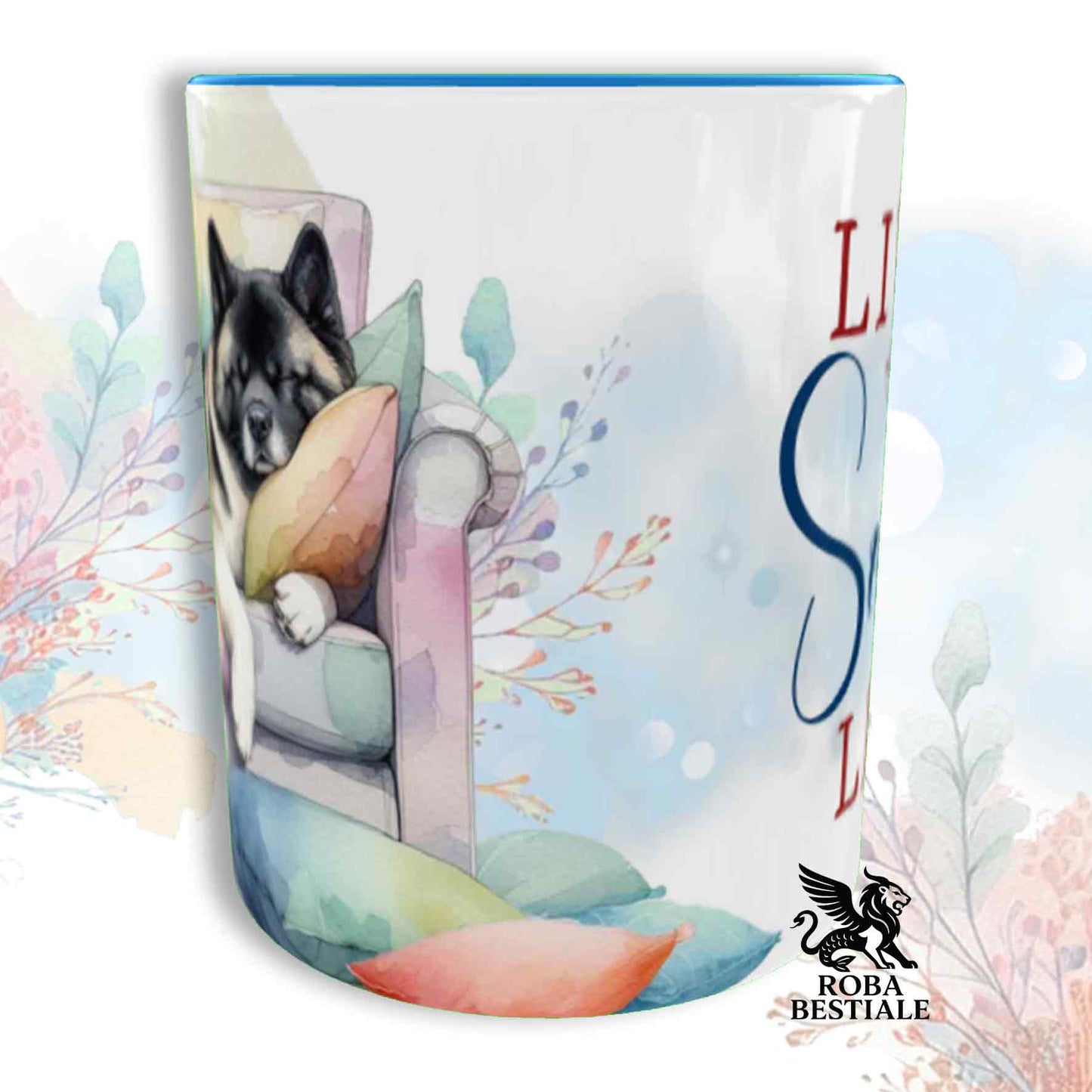 Tazza SOFT LIFE - AKITA AMERICANO Bianco e Marrone - In Ceramica, colore a scelta - 330 ml