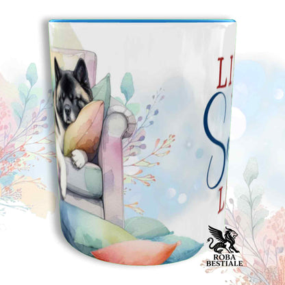 Tazza SOFT LIFE - AKITA AMERICANO Bianco e Marrone - In Ceramica, colore a scelta - 330 ml
