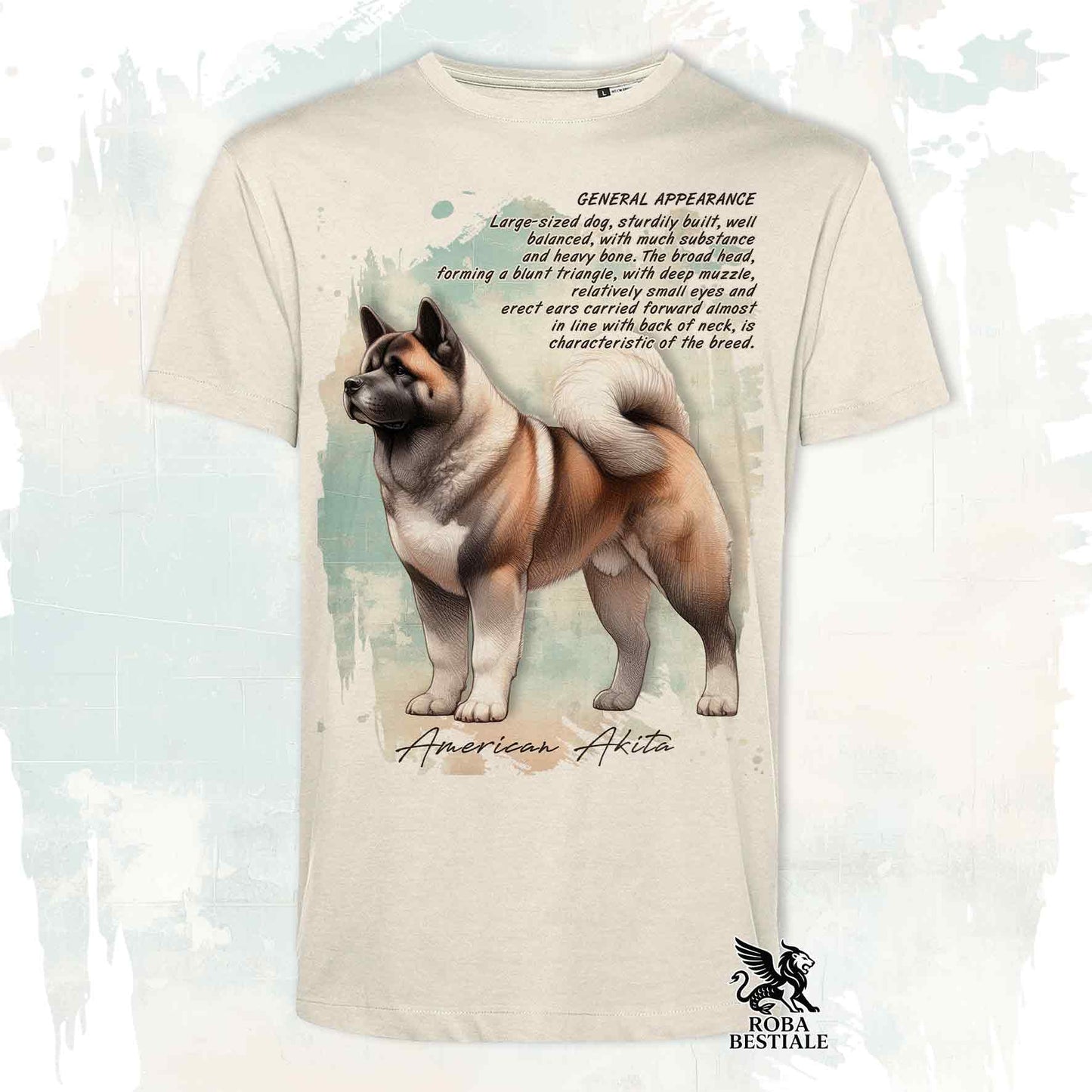 T-Shirt APPEARANCE - AKITA AMERICANO Bianco e Marrone - Bianca o Beige, da Uomo o da Donna - dalla XS alla 5XL