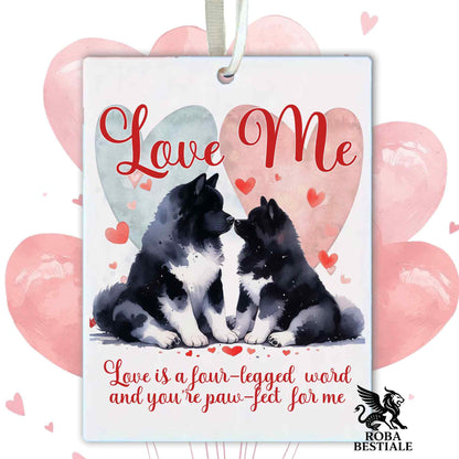 Deodorante Auto LOVE ME - AKITA AMERICANO Bianco e Nero - In Feltro, con cordino - 7,5 x 10 cm