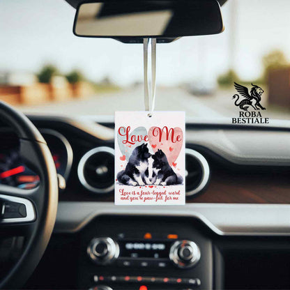 Deodorante Auto LOVE ME - AKITA AMERICANO Bianco e Nero - In Feltro, con cordino - 7,5 x 10 cm