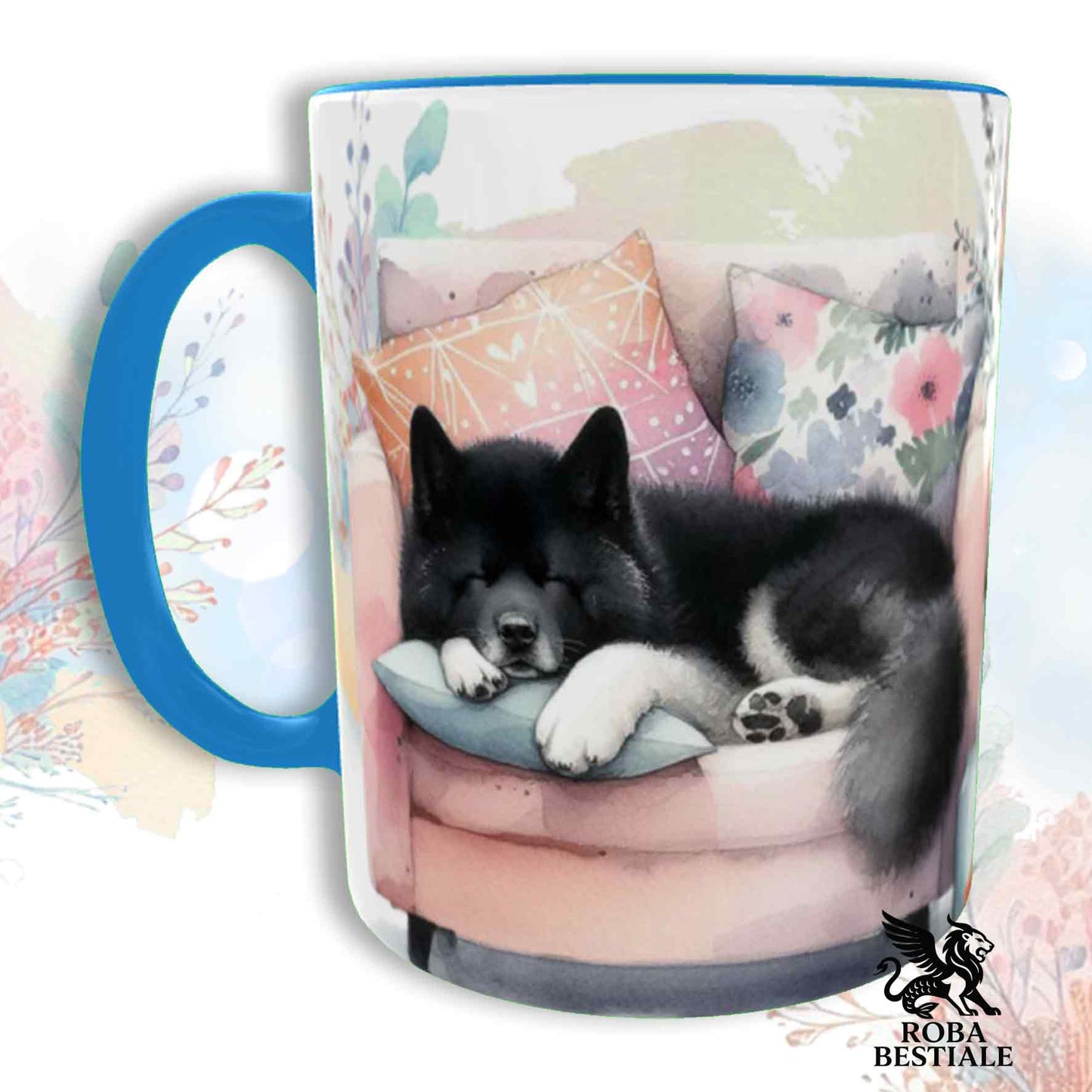 Tazza SOFT LIFE - AKITA AMERICANO Bianco e Nero - In Ceramica, colore a scelta - 330 ml
