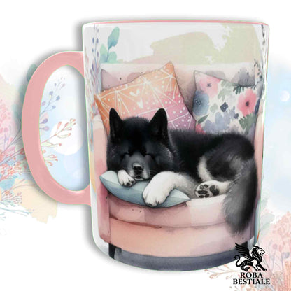 Tazza SOFT LIFE - AKITA AMERICANO Bianco e Nero - In Ceramica, colore a scelta - 330 ml