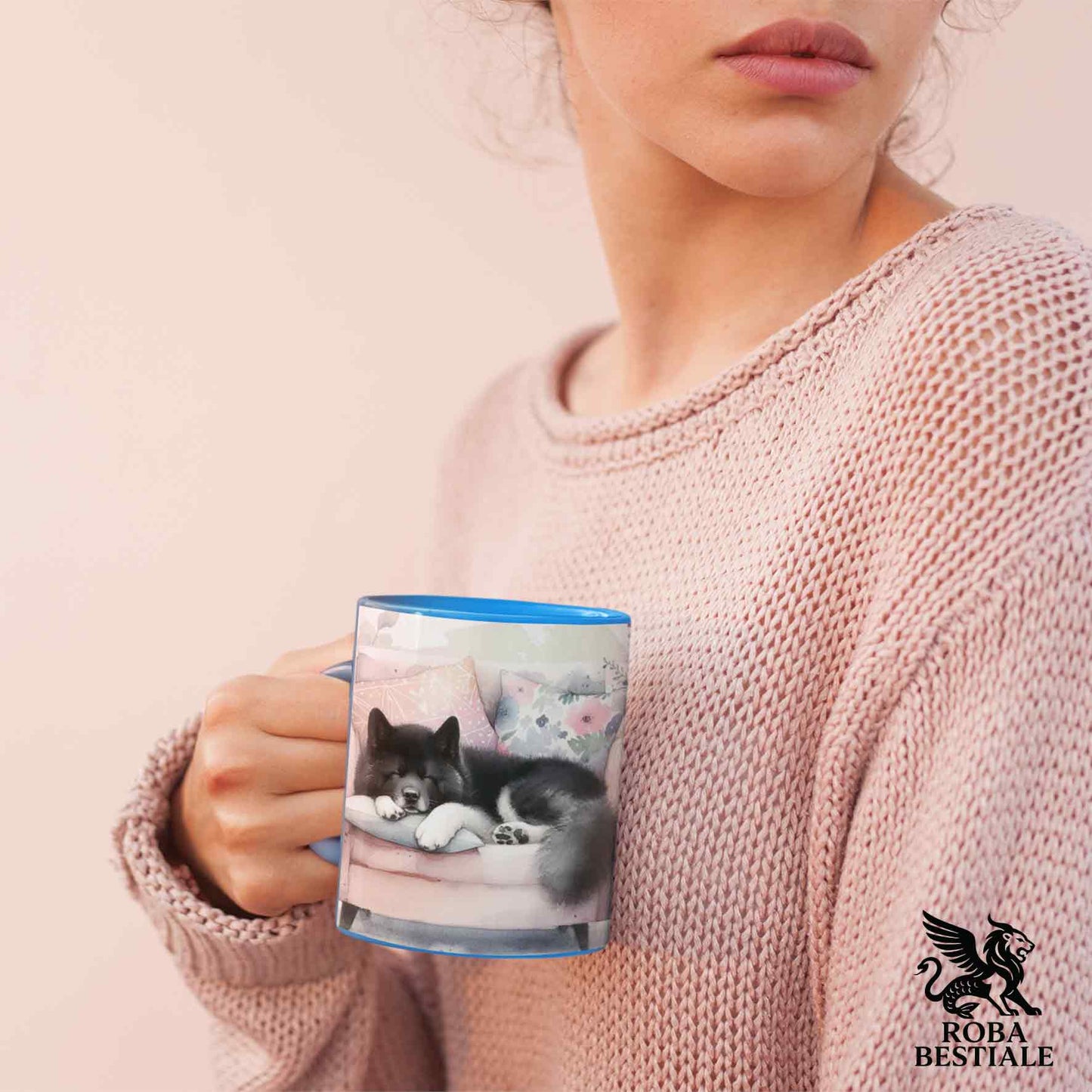 Tazza SOFT LIFE - AKITA AMERICANO Bianco e Nero - In Ceramica, colore a scelta - 330 ml