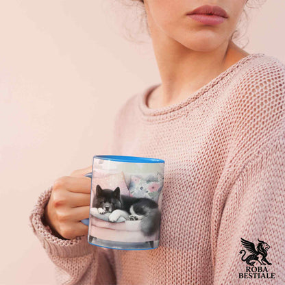 Tazza SOFT LIFE - AKITA AMERICANO Bianco e Nero - In Ceramica, colore a scelta - 330 ml