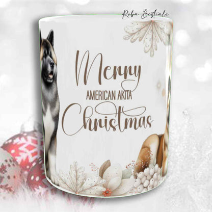 Tazza COZY WINTER - AKITA AMERICANO Fulvo - In Ceramica, con manico color Oro - 330 ml