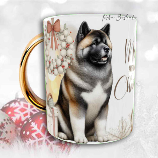 Tazza COZY WINTER - AKITA AMERICANO Fulvo - In Ceramica, con manico color Oro - 330 ml