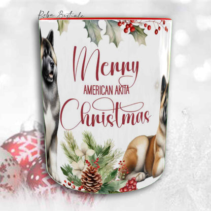 Tazza VINTAGE WINTER - AKITA AMERICANO Fulvo - In Ceramica, con dettagli ROSSI - 330 ml