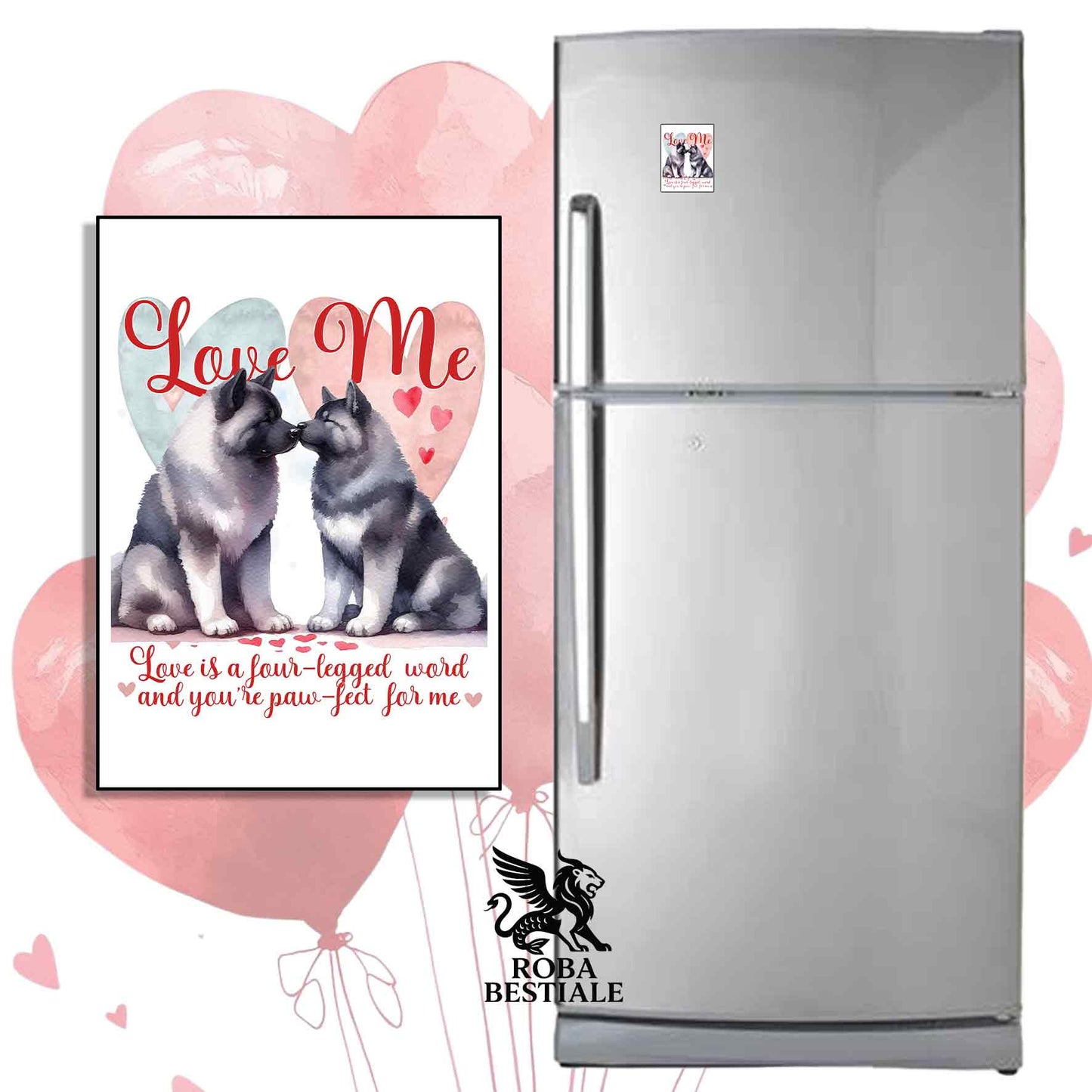 Calamita LOVE ME - AKITA AMERICANO Grigio - in MDF - 7x5 cm