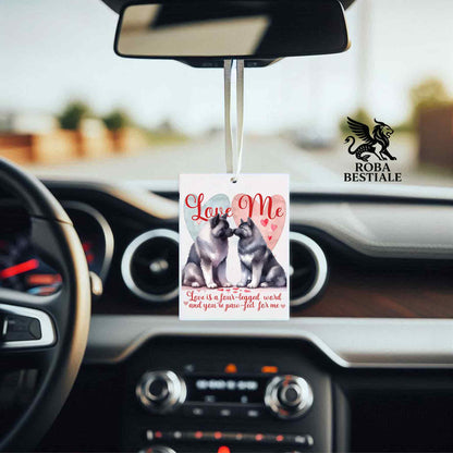 Deodorante Auto LOVE ME - AKITA AMERICANO Grigio - In Feltro, con cordino - 7,5 x 10 cm