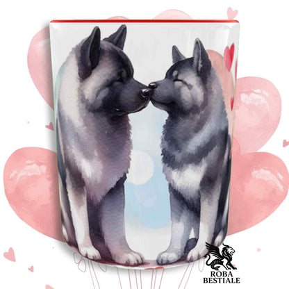 Tazza LOVE ME - AKITA AMERICANO Grigio - In Ceramica, con dettagli Rossi - 330 ml