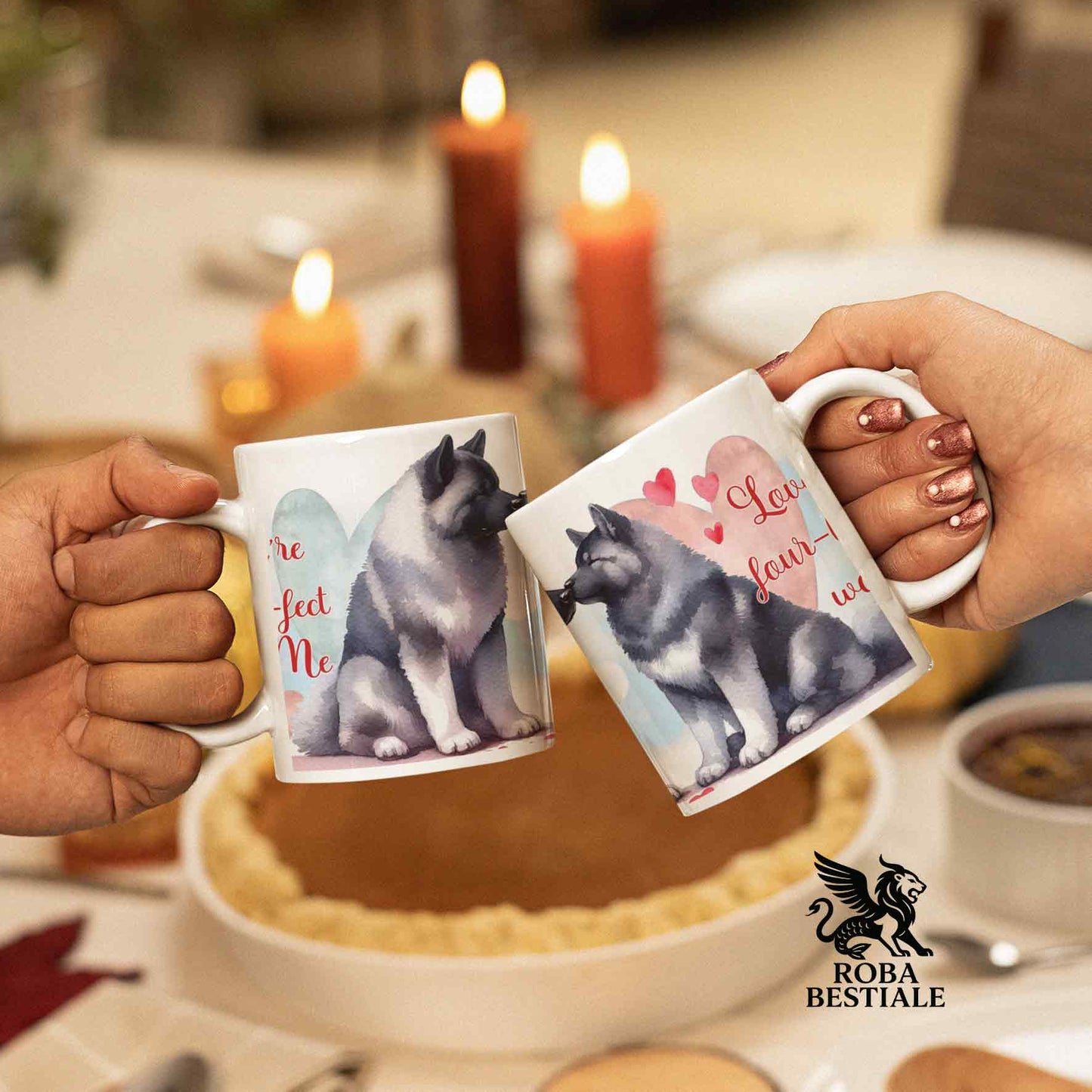 Tazza LOVE ME - AKITA AMERICANO Grigio - In Ceramica, con dettagli Rossi - 330 ml