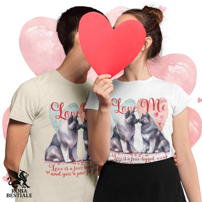 T-shirt LOVE ME - AKITA AMERICANO Grigio - Bianca o Beige, Uomo o Donna - dalla XS alla 5XL