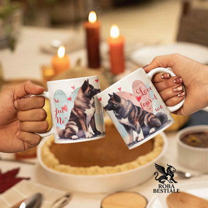 Tazza LOVE ME - AKITA AMERICANO Tigrato - In Ceramica, con dettagli Rossi - 330 ml