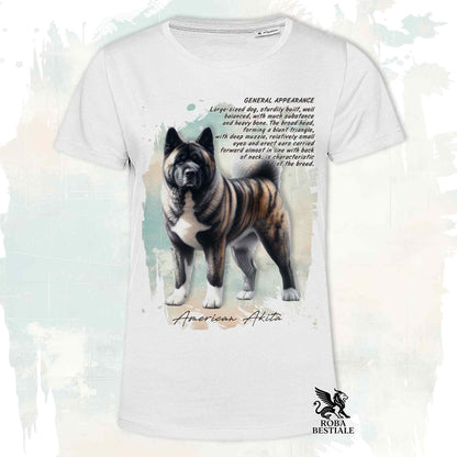 T-Shirt APPEARANCE - AKITA AMERICANO Tigrato - Bianca o Beige, da Uomo o da Donna - dalla XS alla 5XL