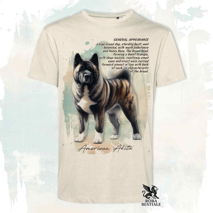 T-Shirt APPEARANCE - AKITA AMERICANO Tigrato - Bianca o Beige, da Uomo o da Donna - dalla XS alla 5XL